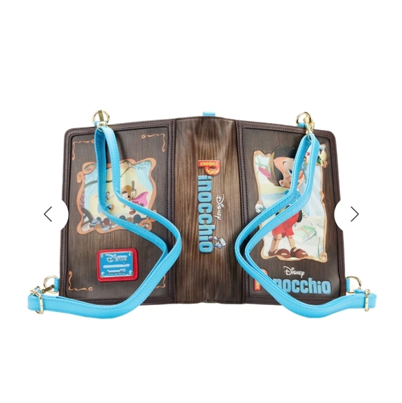 Loungefly NWT Pinocchio Storybook Convertible Backpack & Crossbody Bag - Picture 5 of 16